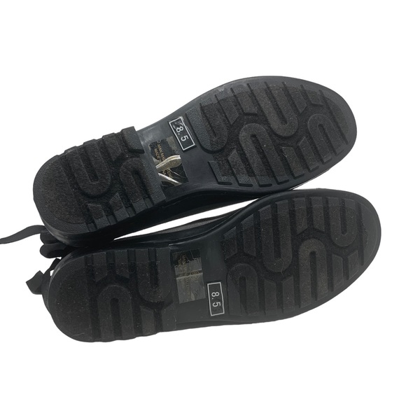 Gray Faux Suede Ankle Boots with Black Bow Detail Slip-On Style - Picture 5 of 7